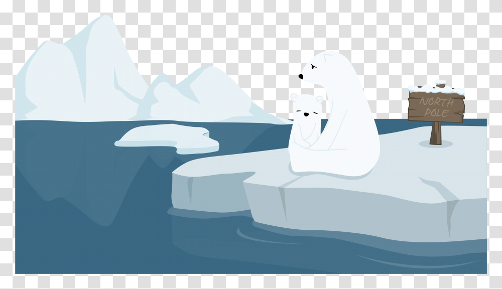 Melting Polar Bear On Ice Cartoon, Nature, Outdoors, Snow, Iceberg Transparent Png