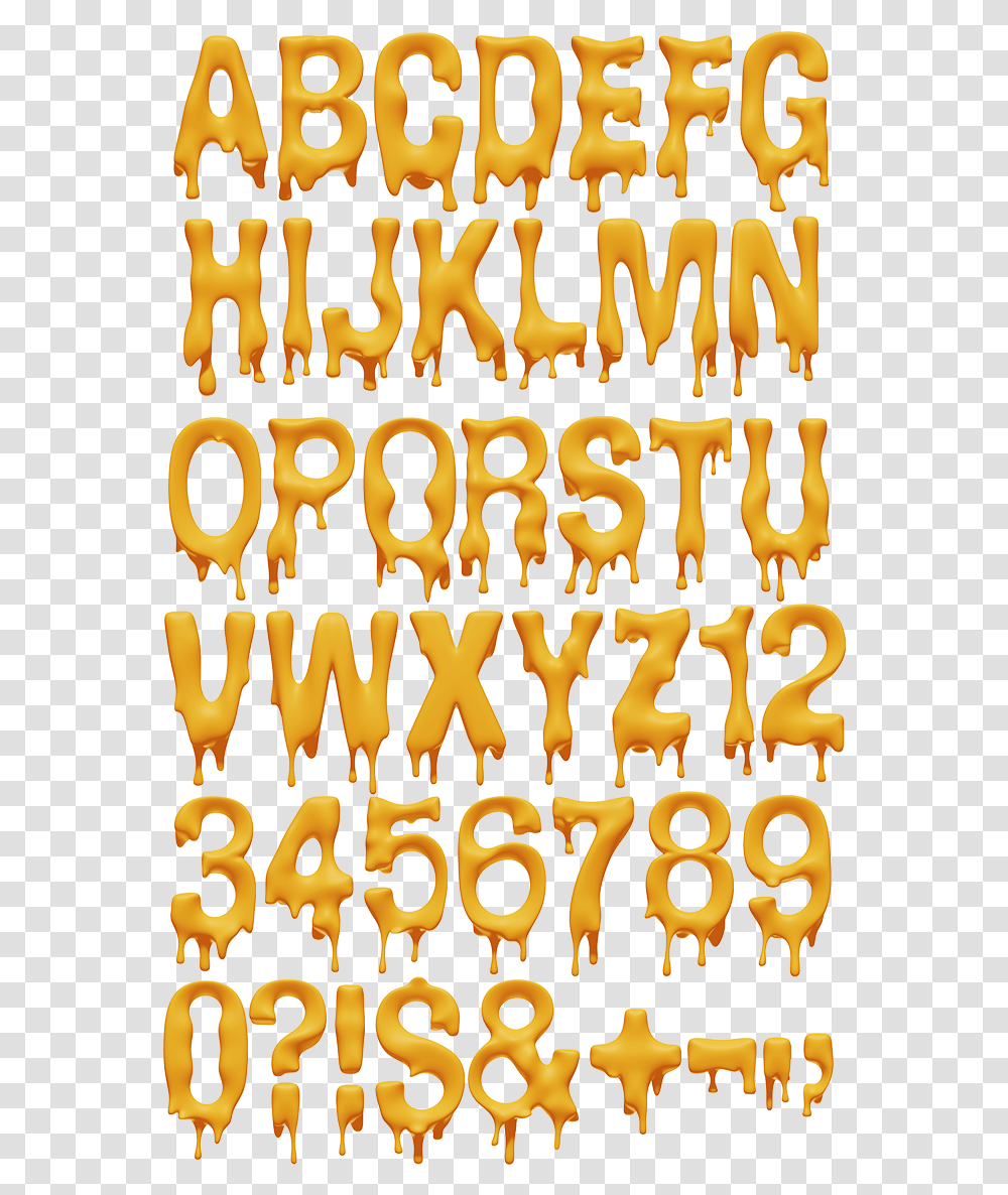 Melting Yellow Font Melting Word Font, Alphabet, Number Transparent Png