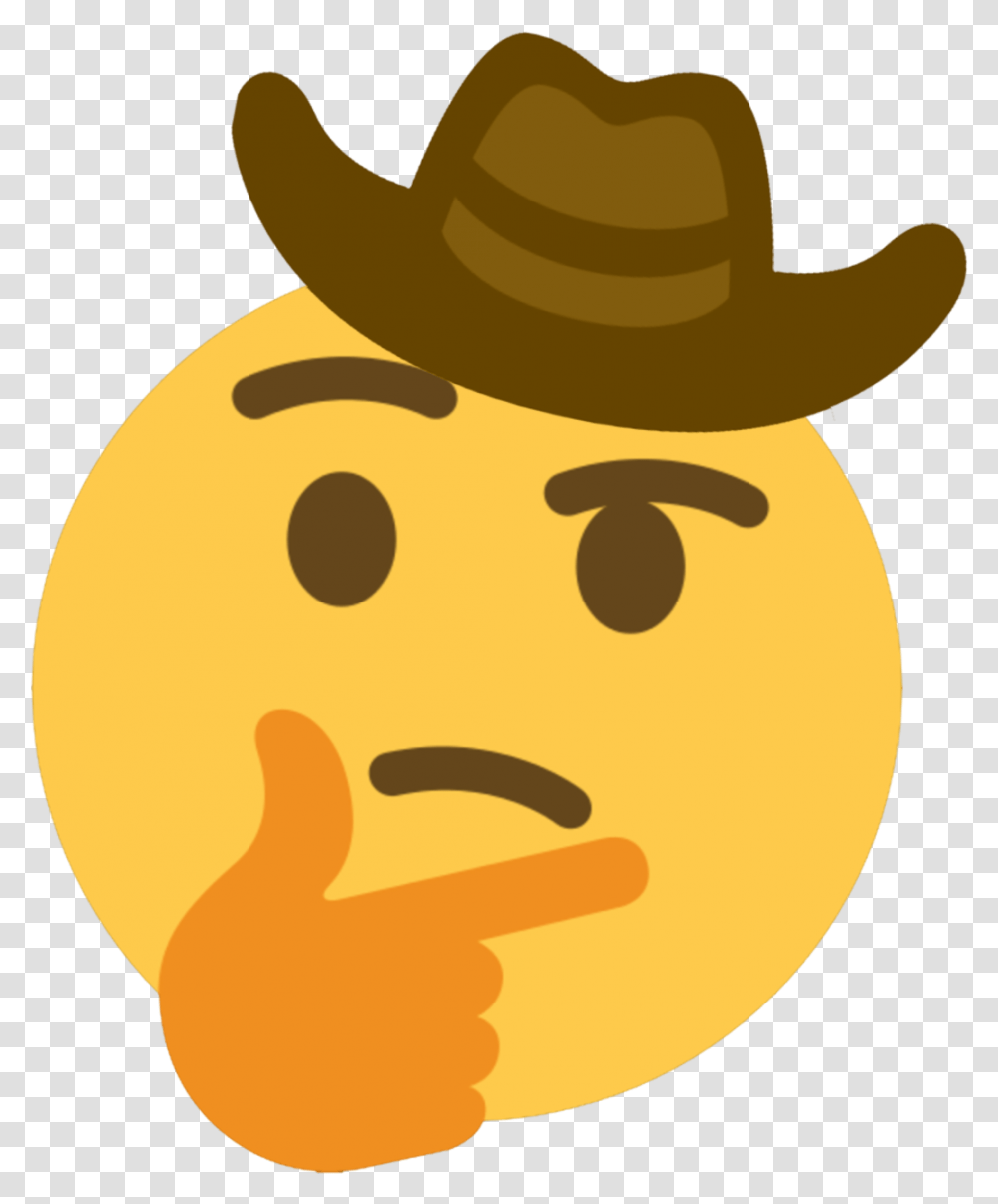 Meme Emoji Sad Cowboy Discord Cowboy Thinking Emoji, Clothing, Apparel, Cowboy Hat, Nature Transparent Png