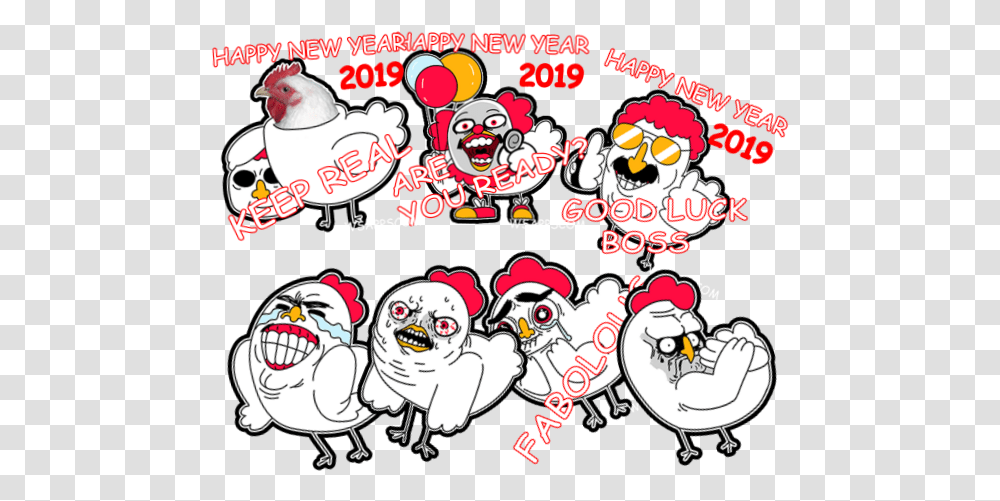 Meme Happy New Year 2019 - Mr Chick Wsappscom Cartoon, Label, Text, Sticker, Graphics Transparent Png