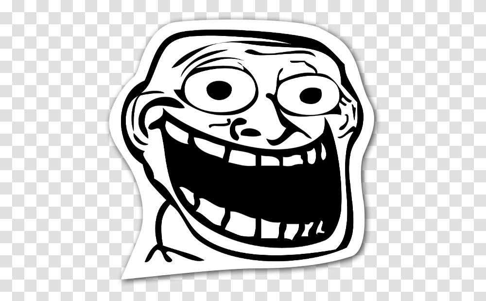Memes Happy Rage Face Stickers Stickerapp Troll Face Laugh, Stencil, Clothing, Apparel, Doodle Transparent Png