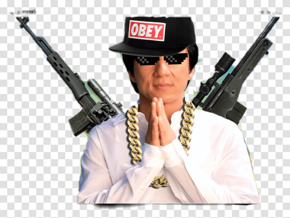 Memes Memsei Mlg Mlg Jackie Chan, Military Uniform, Person, Sunglasses, Hat Transparent Png