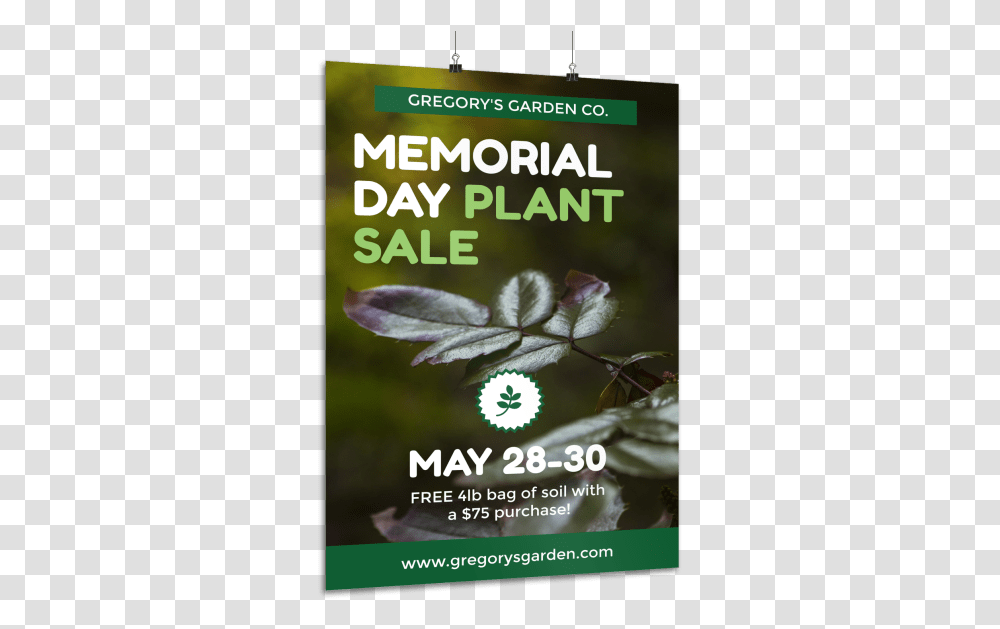 Memorial Day Plant Sale Poster Template Preview Banner, Leaf, Green, Bird, Flower Transparent Png