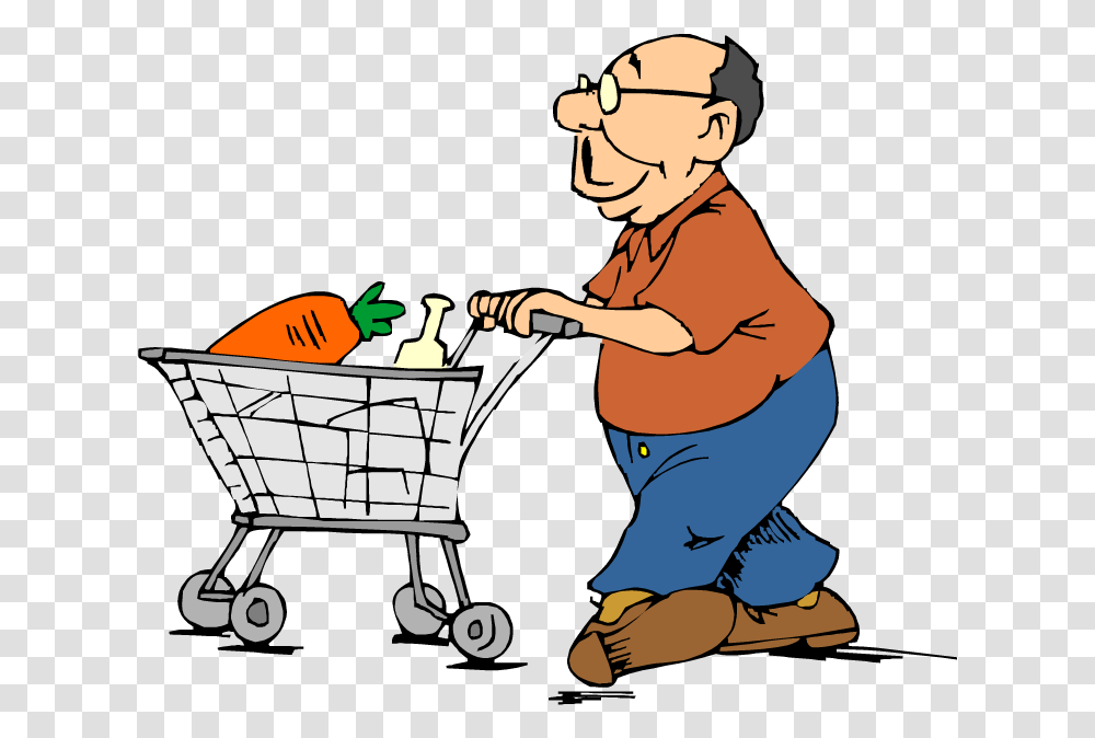 Men Clipart Grocery Shopping Pushing Shopping Cart Clipart, Person, Human, Outdoors, Cleaning Transparent Png