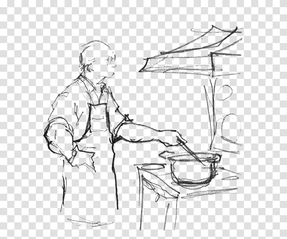 Men Cooking Clipart Sketch, Drawing, Person, Human, Painting Transparent Png