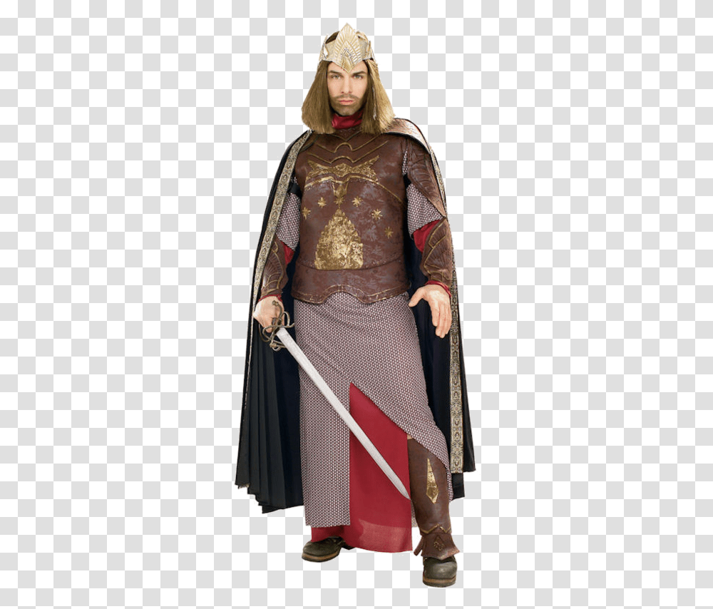 Men Deluxe Aragorn Costume Adult Lord Of The Rings Lord Of The Rings King Costume, Person, Fashion, Armor Transparent Png
