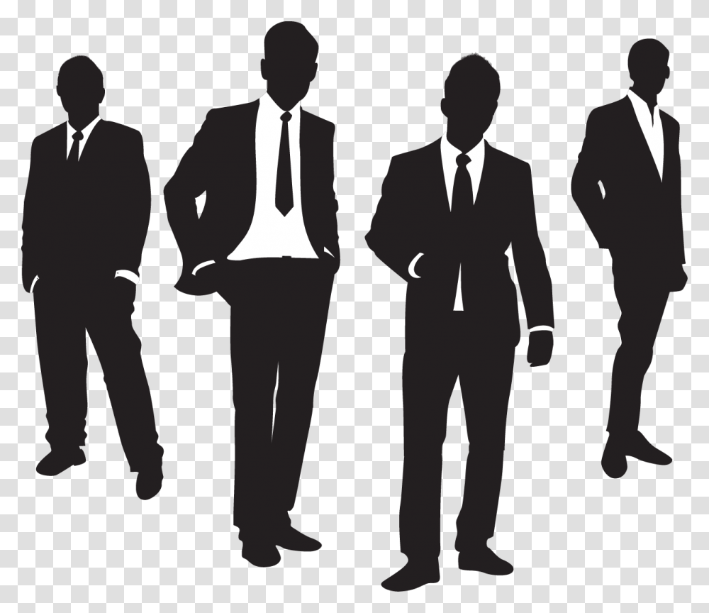 Men In Suits Silhouette, Person, Waiter, Overcoat Transparent Png