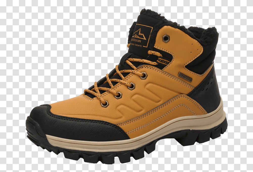 Men Outdoor Warm Lining Lace Up Slip Resistant Hiking Shoe, Footwear, Apparel, Running Shoe Transparent Png