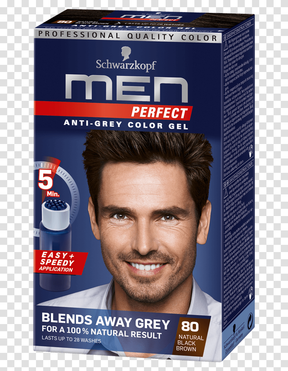 Men Perfect Com Anti Grey Color Gel 80 Natural Black Schwarzkopf Men's Hair Products, Person, Poster, Advertisement, Flyer Transparent Png