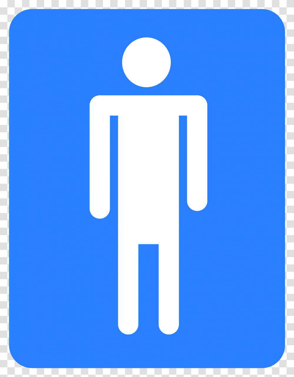 Men Restroom Icon Male Toilet Sign Blue, Road Sign Transparent Png