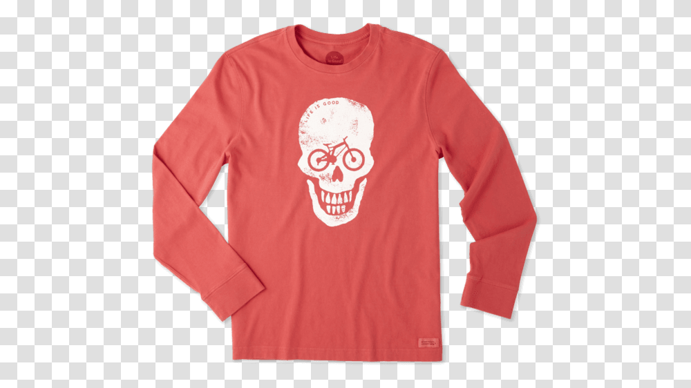 Men's Bike Skull Long Sleeve Crusher Tee Skull, Apparel, Sweatshirt, Sweater Transparent Png