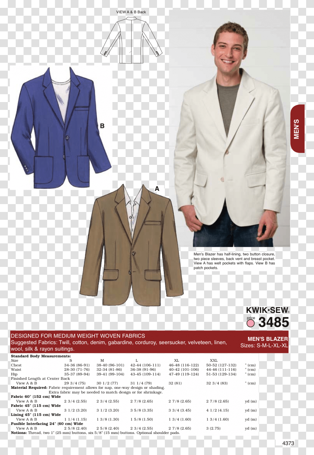 Men's Blazer Mens Suit Jacket Sewing Pattern, Coat, Overcoat, Person Transparent Png