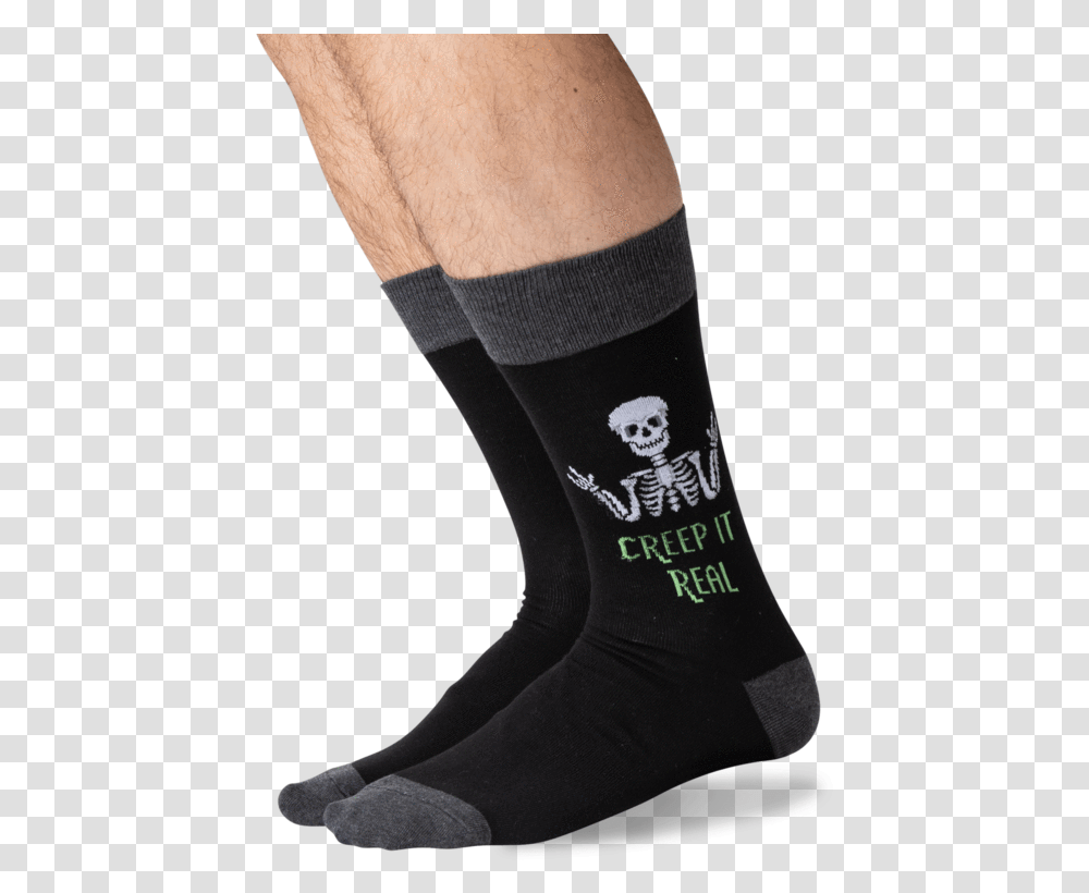 Men's Creep It Real Socks In Black FrontClass Slick, Apparel, Footwear, Shoe Transparent Png