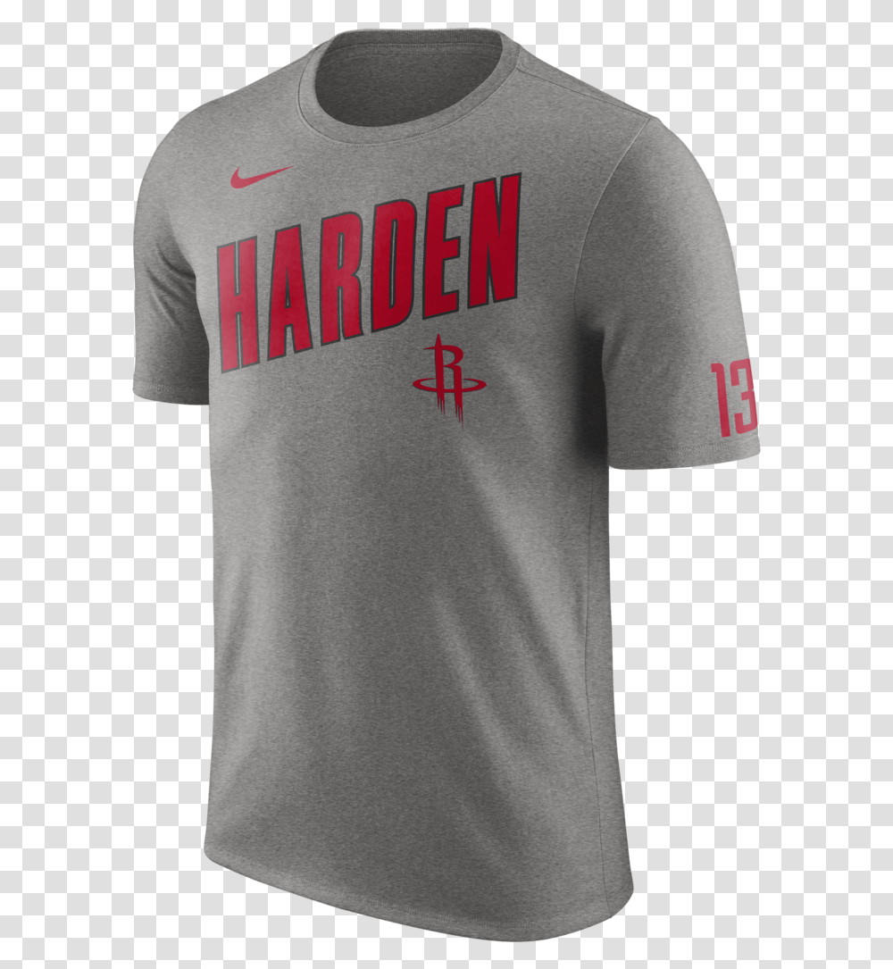 Men's Houston Rockets Nike James Harden Slanted Name Houston Rockets Nike Grey Practice, Apparel, T-Shirt, Sleeve Transparent Png