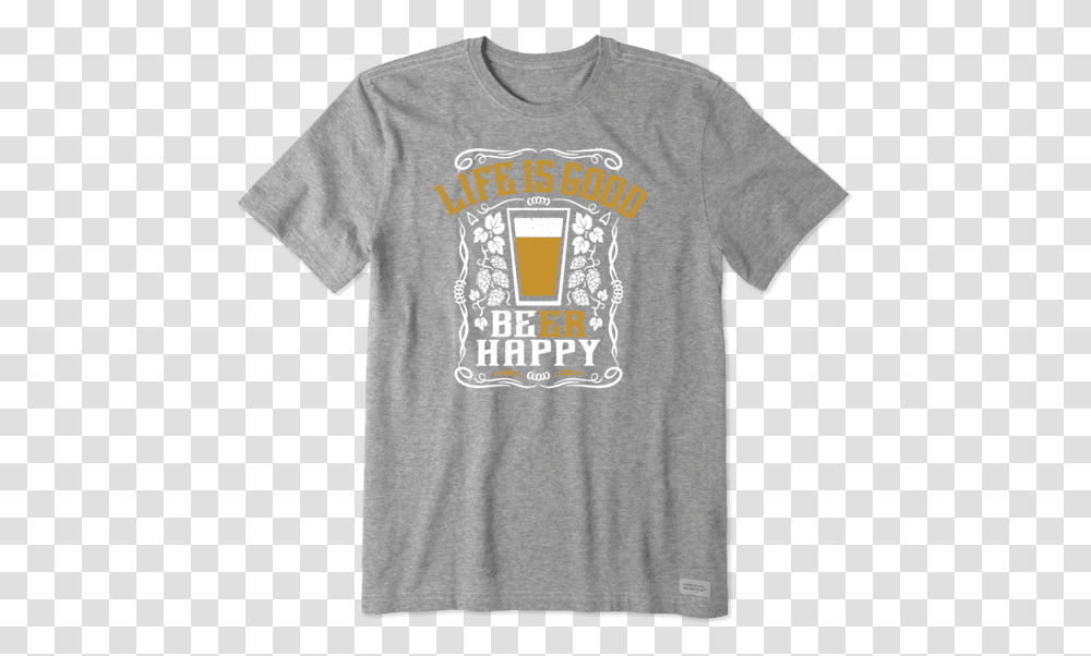 Men's Lig Beer Happy Crusher Tee Life Is Good Jake Shirts, Apparel, T-Shirt, Person Transparent Png
