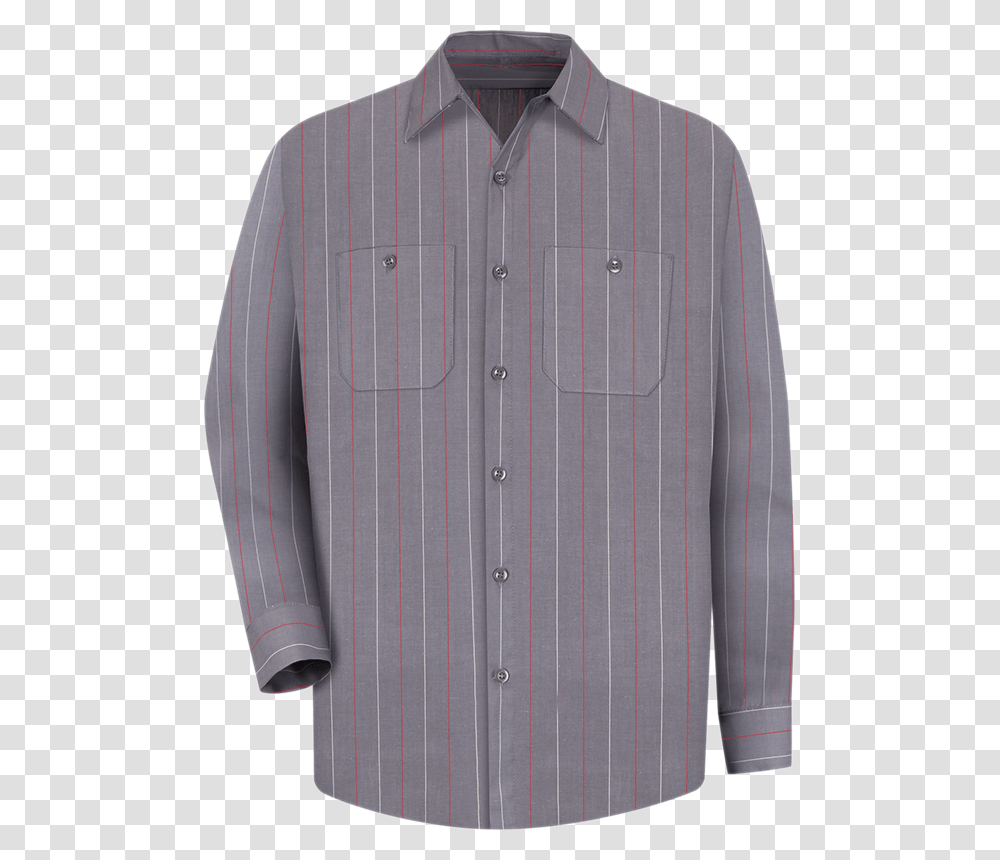 Men's Long Sleeve Industrial Stripe Work Shirt Button, Apparel, Dress Shirt Transparent Png