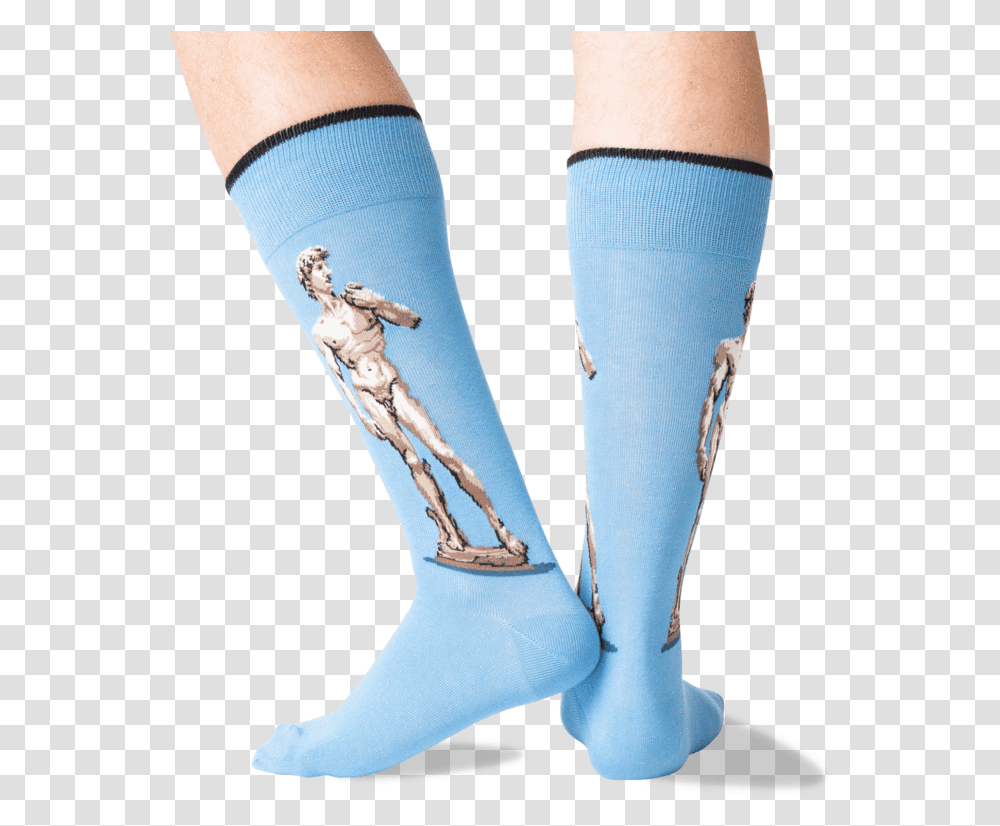 Men's Michelangelo S David Crew Socks In Blue Front Tights, Apparel, Footwear, Shoe Transparent Png