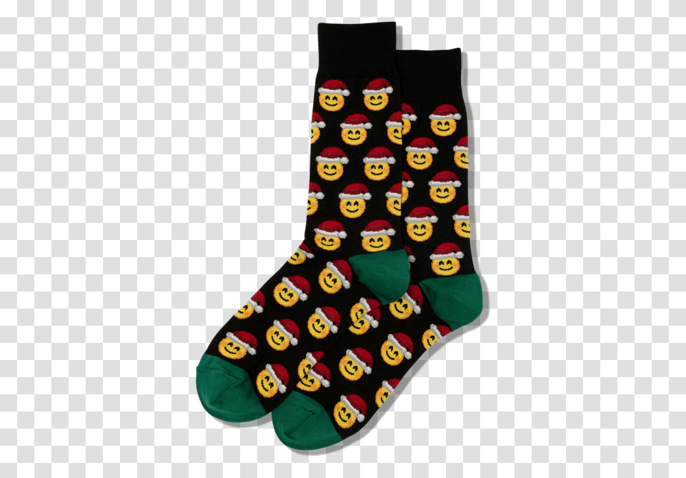 Men's Santa Smile Emoji SocksClass Slick Lazy Image Sock, Apparel, Shoe, Footwear Transparent Png