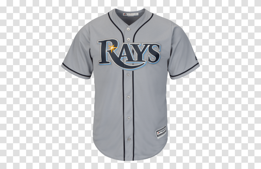 Men's Tampa Bay Rays Majestic Road Cool Base Jersey Baseball Uniform, Apparel, Shirt, Person Transparent Png