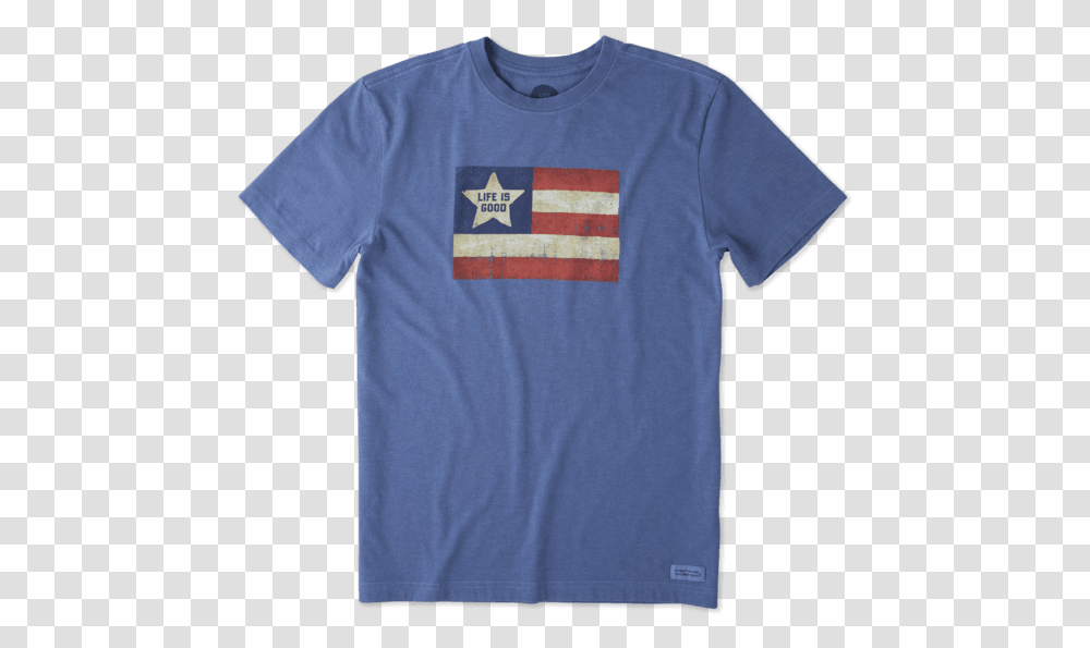 Men's Vintage American Flag Crusher Tee Life Is Good American Flag Shirt, Apparel, T-Shirt, Sleeve Transparent Png