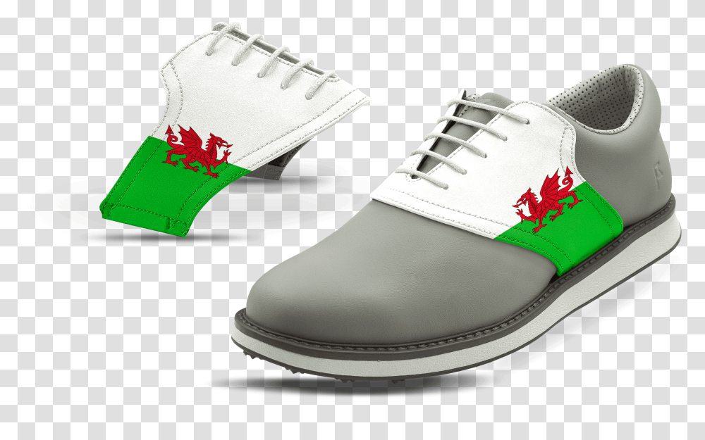 Men's Wales Baner Cymru Saddles On Grey Golf Shoe From Golf Shoe, Footwear, Apparel, Sneaker Transparent Png