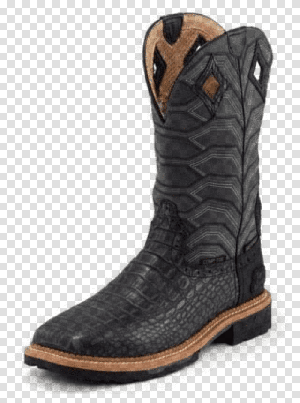 Men's Waterproof Black Croc Print Composite Toe Boot Boot, Apparel, Footwear, Cowboy Boot Transparent Png