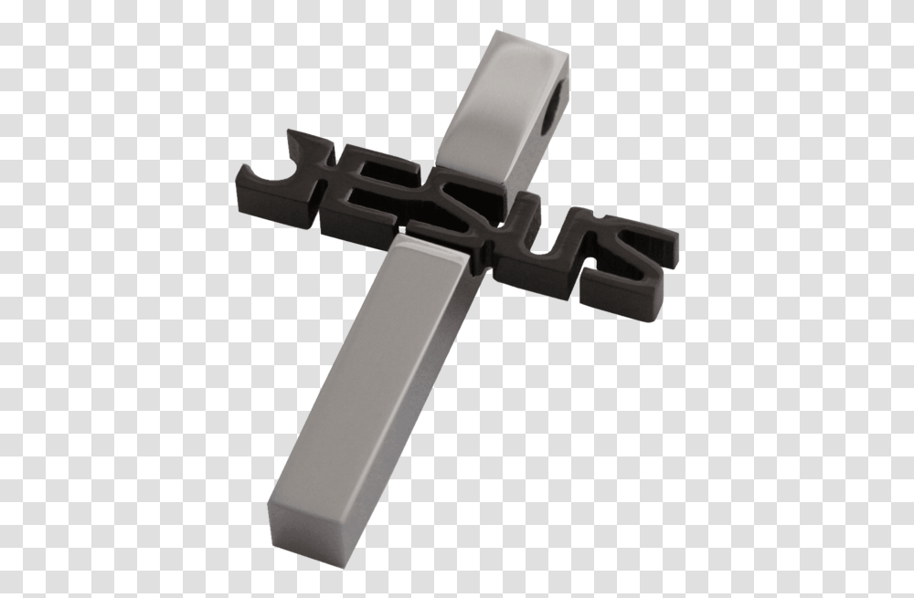 Men Set Black And Silver Jesus Cross Stainless Steel Cross, Gun, Weapon, Weaponry Transparent Png