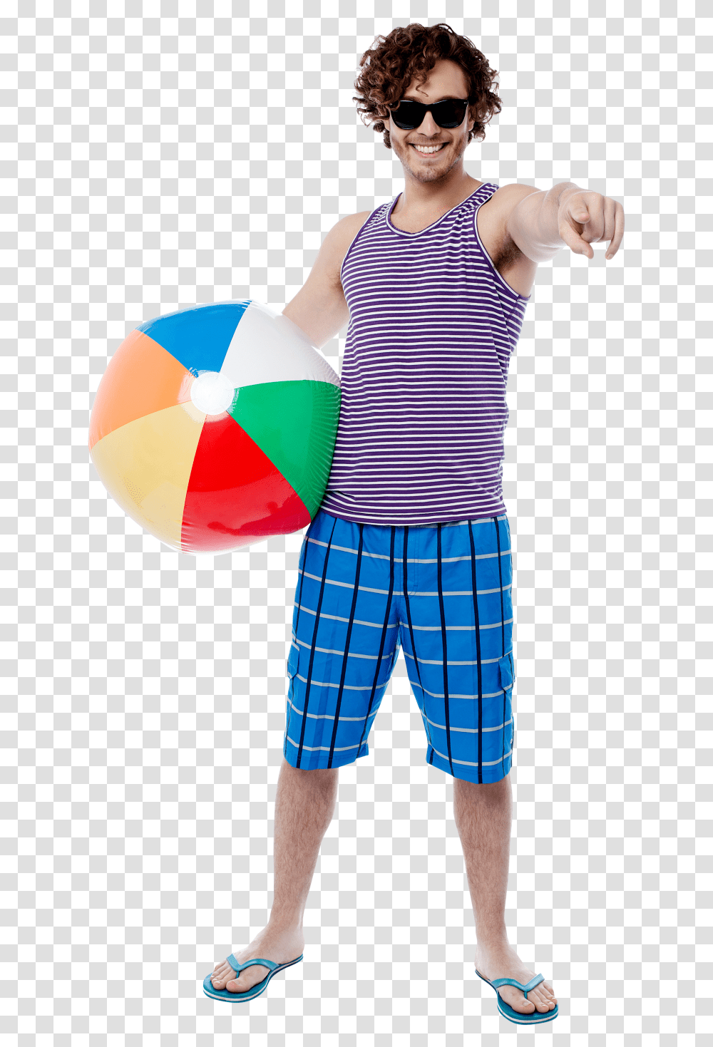 Men With Beach Ball Image Kids Beach, Person, Pants, Sunglasses Transparent Png