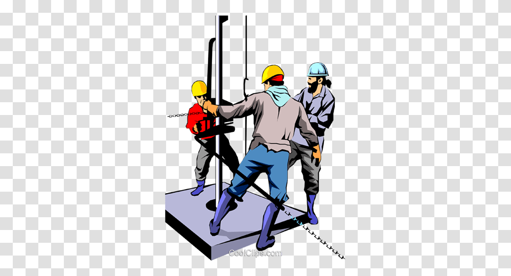 Men Working On Oil Rig Royalty Free Vector Clip Art Illustration, Person, Helmet, Pants Transparent Png