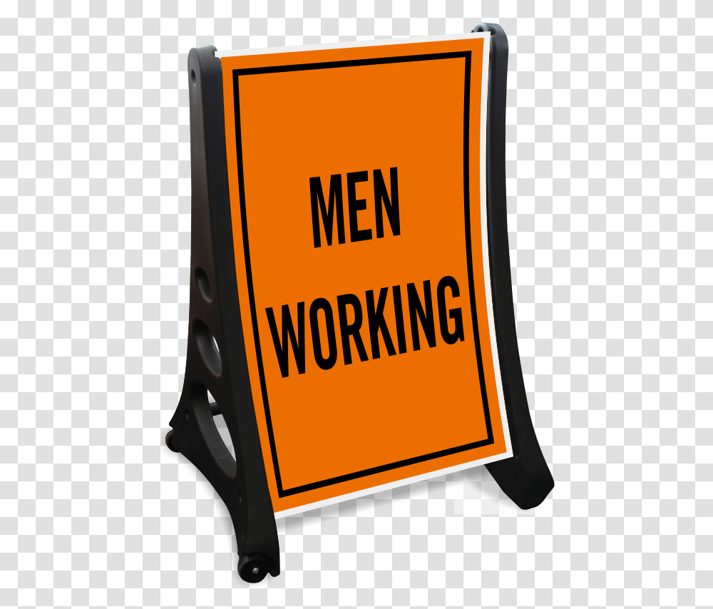 Men Working Portable Sidewalk Sign Clipart Download, Label, Electronics Transparent Png