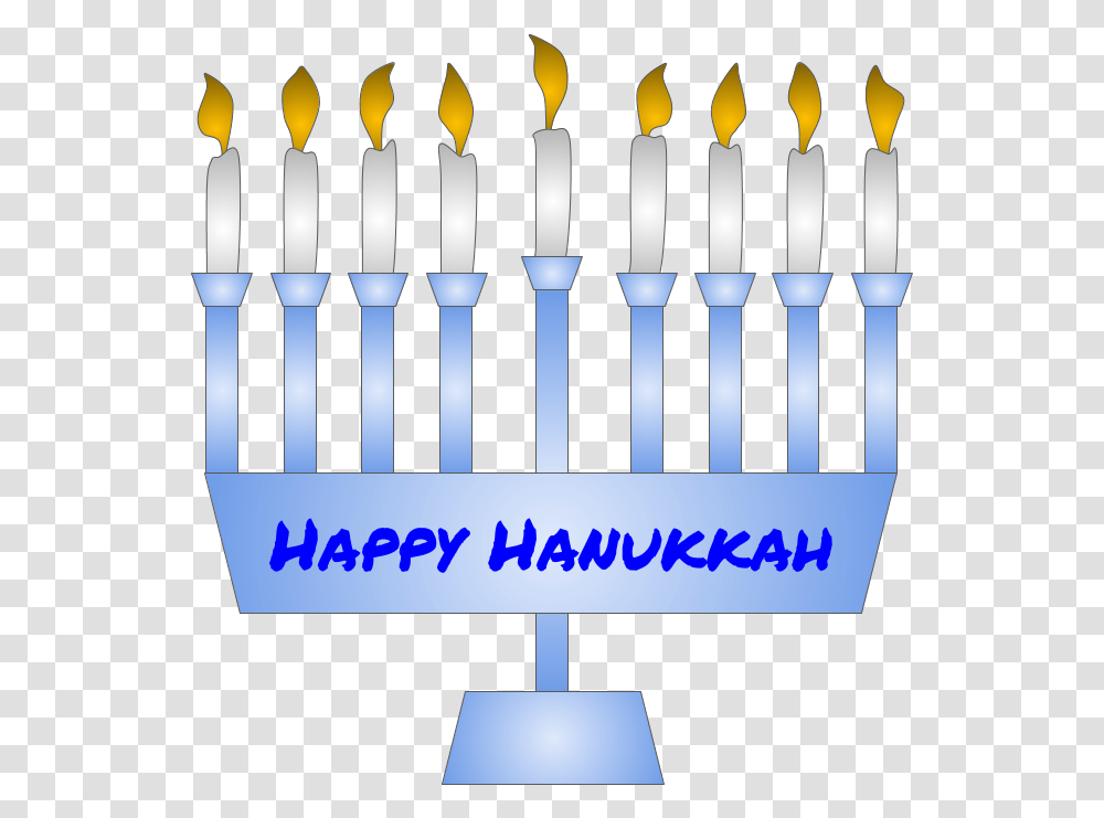 Menorah Hanukkah Eighth Night Candle Lit Blue Graphic Design, Fence, Picket, Handrail, Banister Transparent Png
