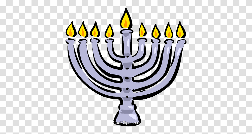 Menorah Royalty Free Vector Clip Art Illustration, Candle, Lighting, Fire, Flame Transparent Png
