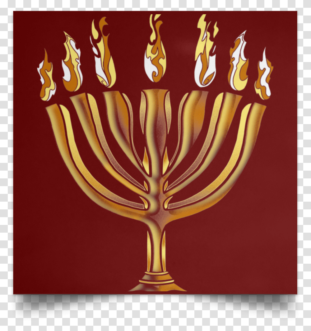 Menorah Satin Lasting Square Poster Hanukkah, Fire, Flame, Light, Candle Transparent Png