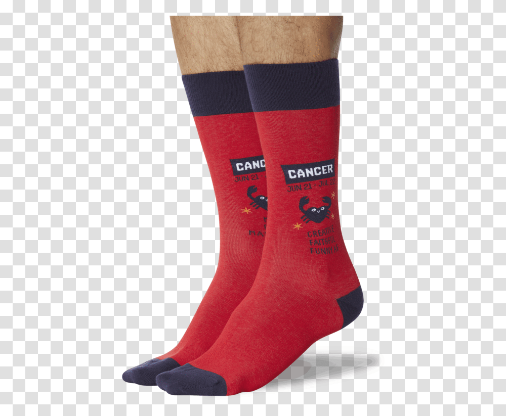 Menquots Cancer Zodiac Socks Red On Leg Image OnequotClassquotslick Hockey Sock, Apparel, Shoe, Footwear Transparent Png