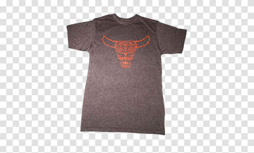 Mens Brown T Shirt Orange Skull Texas Longhorn, Apparel, T-Shirt, Sleeve Transparent Png