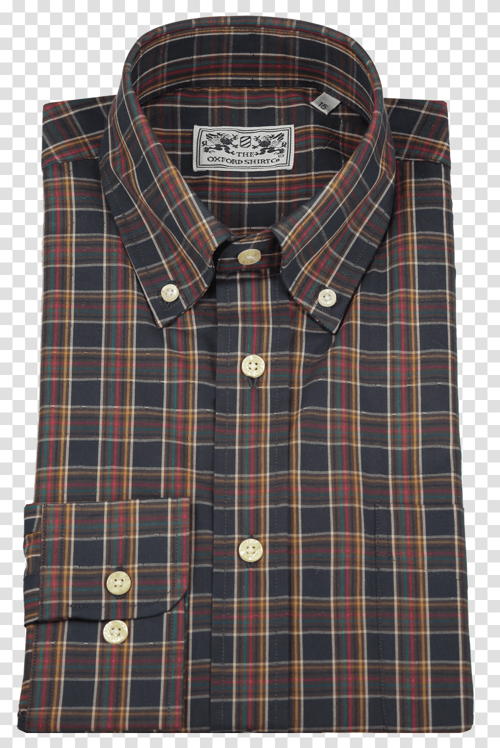 Mens Button Down Shirt Classic Style In Dark Check Plaid Transparent Png