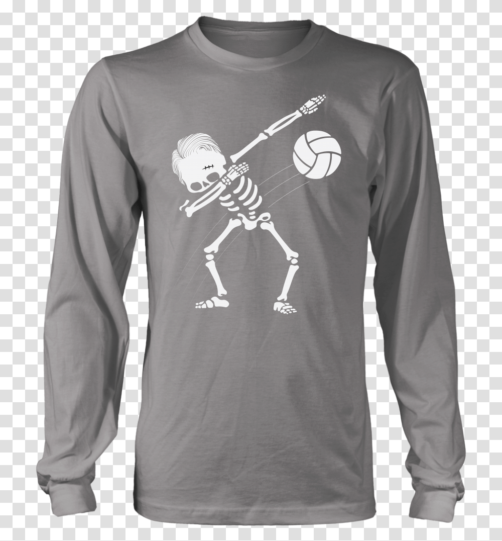 Mens Dabbing Skeleton Volleyball Long Sleeve T Shirt Shirt, Person, T-Shirt, Sweatshirt Transparent Png