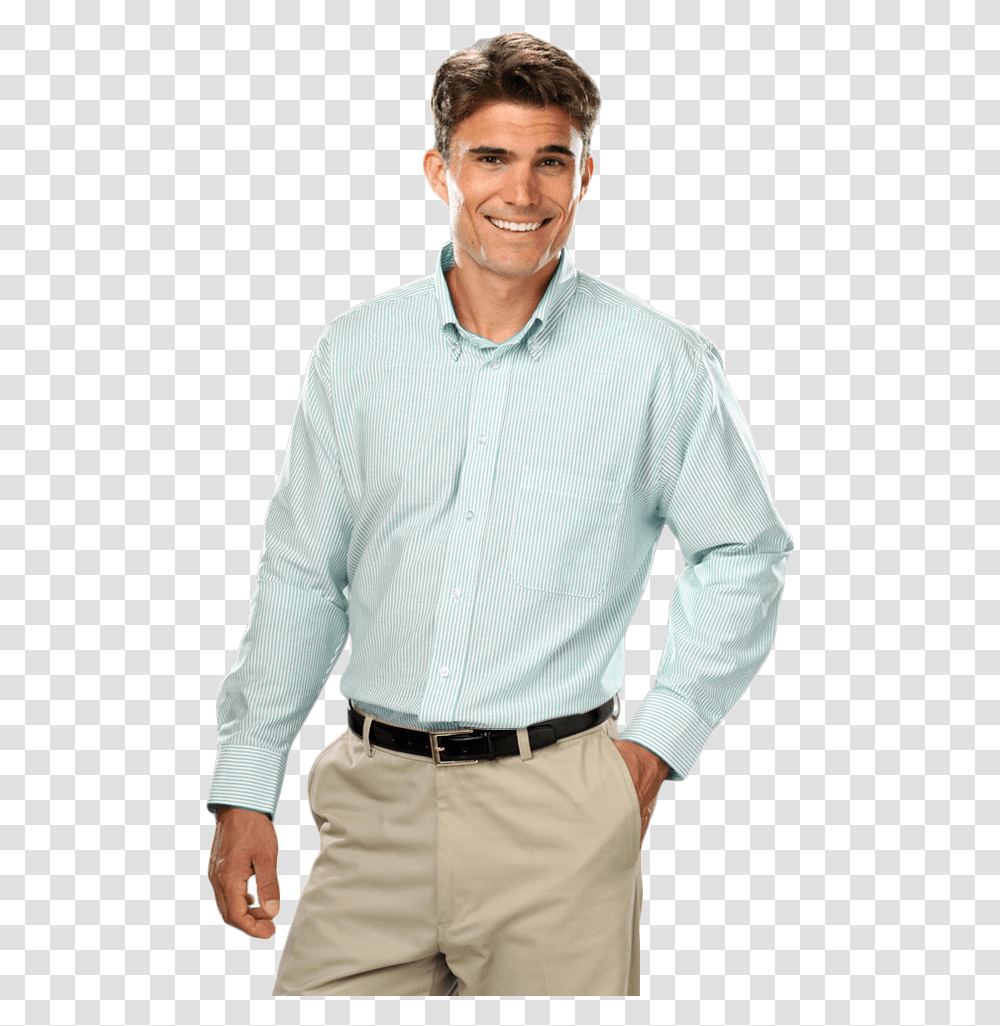 Mens Long Sleeve Tall Oxford Pant Shirt Image Format, Apparel, Dress Shirt, Belt Transparent Png