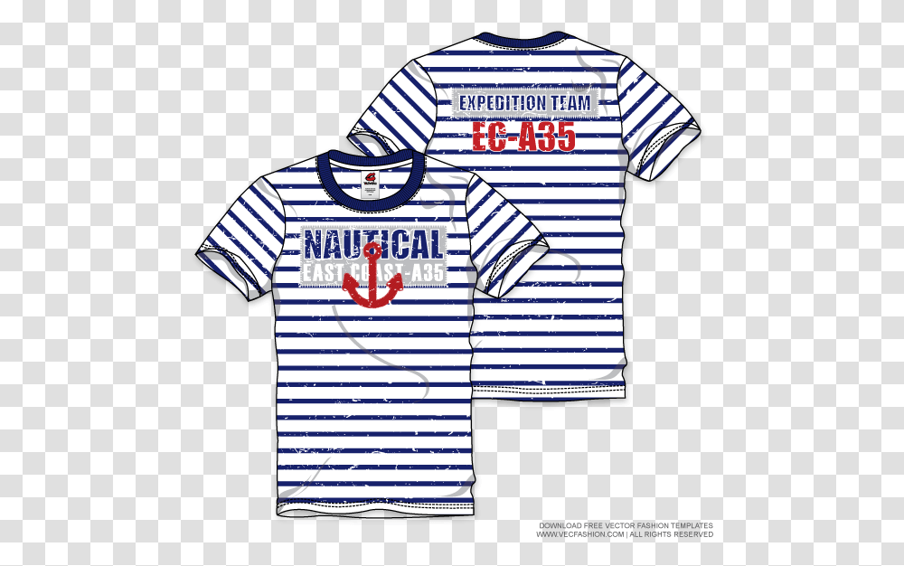 Mens Nautical Round Neck T Shirt Vector Template Tripp Nyc Long Sleeve T Shirt, Apparel, Jersey, T-Shirt Transparent Png
