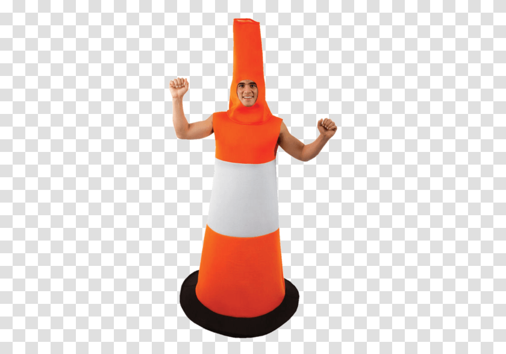 Mens Orange Traffic Cone Road Novelty Stag Night Fancy Dress Costume Traffic Cone Costume, Clothing, Apparel, Person, Human Transparent Png