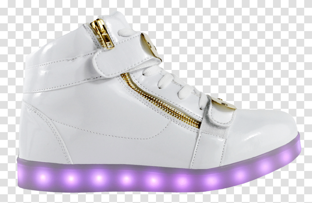 Mens White Ledshoes Hightop Gold And White Led Light Up Shoes, Footwear, Apparel, Sneaker Transparent Png
