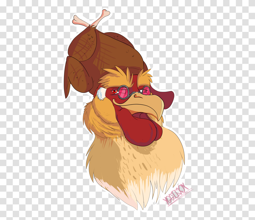 Mentally Challenged Chicken Wears Poultry On Head Cartoon, Fowl, Bird, Animal, Hen Transparent Png