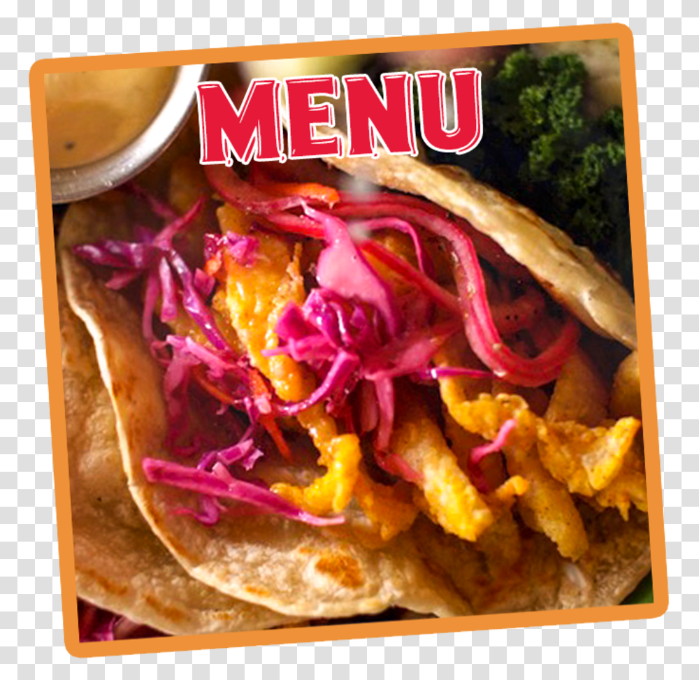 Menu Image Fast Food, Bread, Taco, Pita, Burger Transparent Png