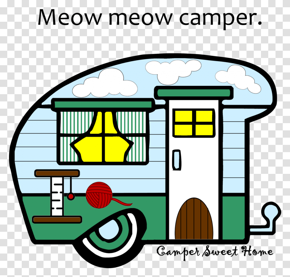 Meow Meow Camper Camper Sweet Home, Vehicle, Transportation, Bus, Gas Pump Transparent Png