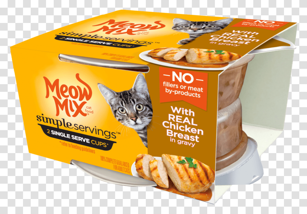 Meow Mix Simple Servings, Cat, Bird, Food, Snack Transparent Png