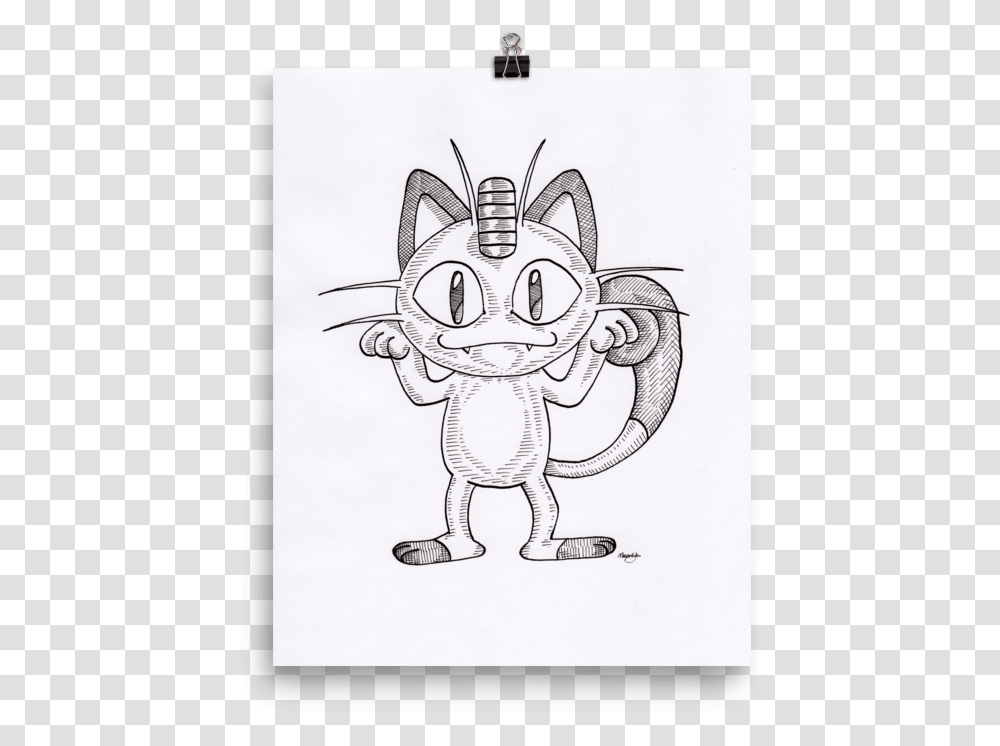 Meowth Art Print Cartoon, Drawing, Doodle, Animal, Mammal Transparent Png