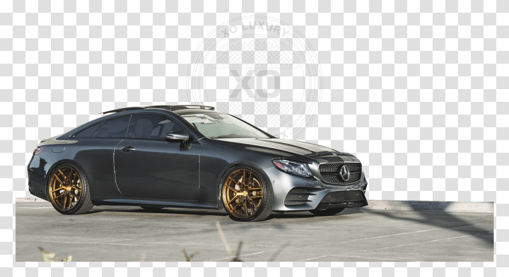 Mercedes Vehicle With Xo Logo Background Bronze Rims On Charcoal Car, Transportation, Automobile, Spoke, Machine Transparent Png