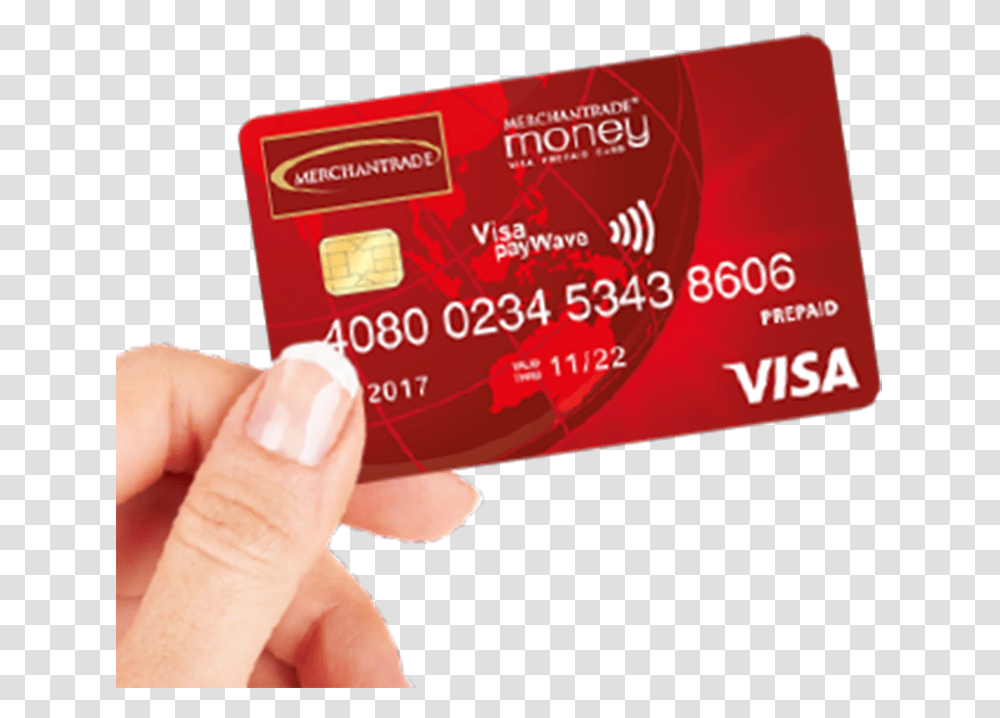 Merchantrade Money Visa Prepaid Card, Person, Human, Credit Card Transparent Png