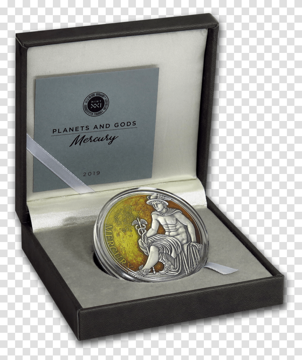 Mercury Planets And Gods 3 Oz Silver Coin 3000 Fr Cameroon Box, Money, Gold Transparent Png