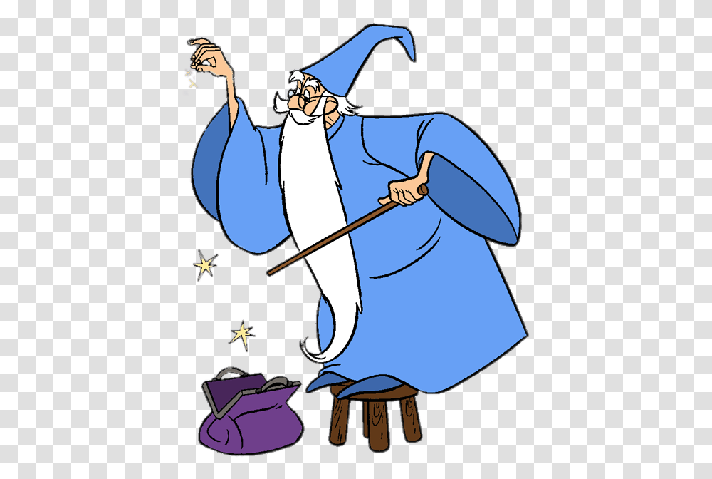 Merlin Adding Some Magic To His Bag Magician Merlin Wand Cartoon, Apparel, Animal, Sea Life Transparent Png